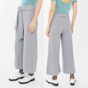 UO Pastato Ribbed Tie-Front Wide Leg Grey Pants